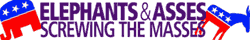 Elephants & Asses screwing the Masses bumper sticker